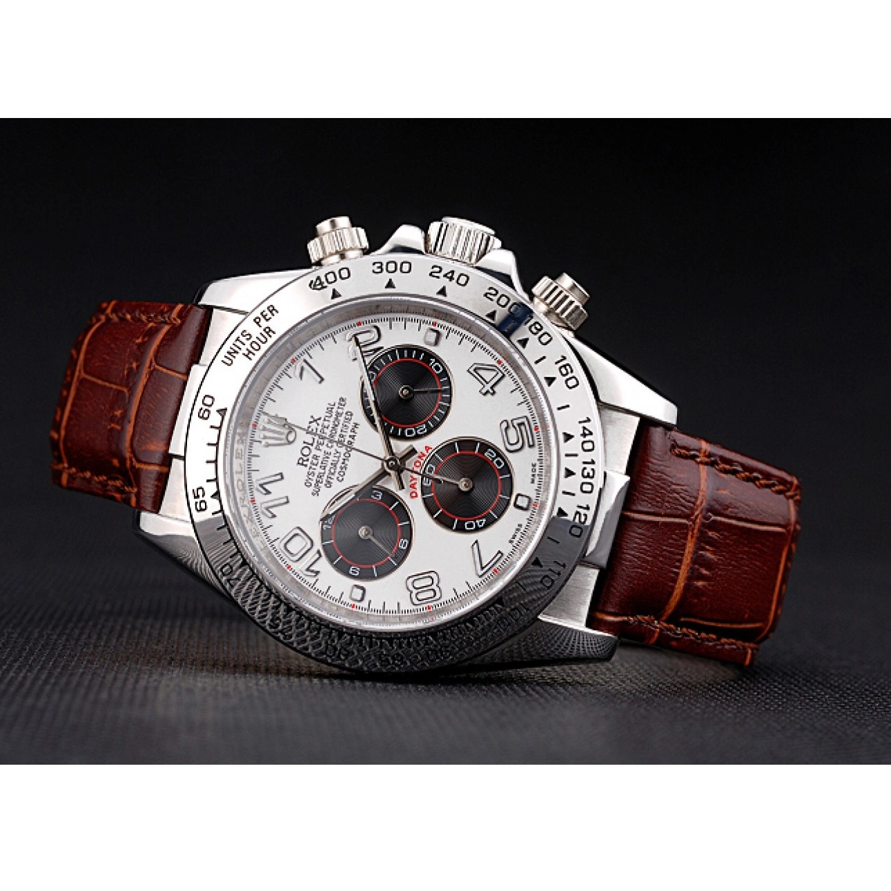 AAA Replica Watches Leather Steel Strap Rolex Dial Daytona Brown White Stainless Case 0702